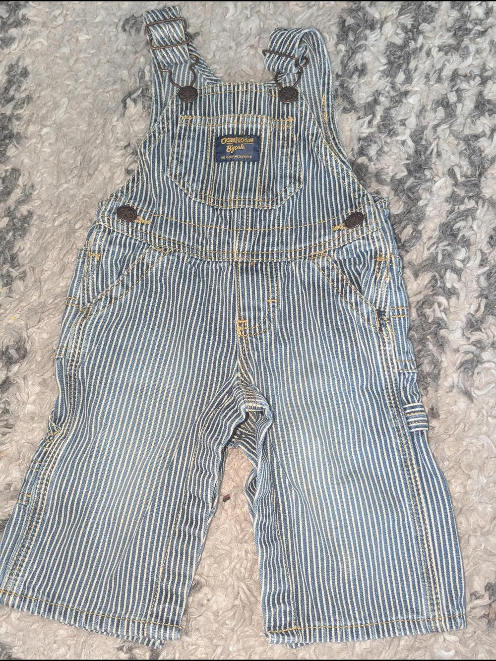 OshKosh B'gosh Striped Denim Overalls - Blue & White